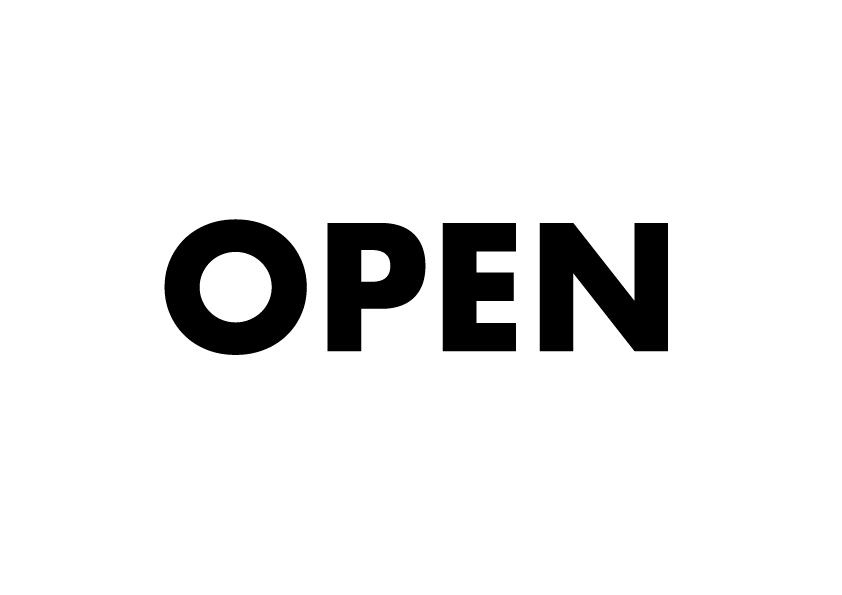 「OPEN」の貼り紙の見本